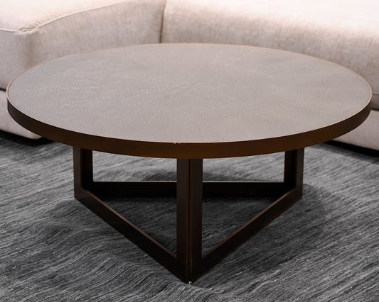 Four Hands Ebba Faux-Shagreen Round Coffee Table