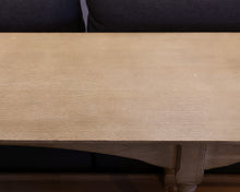 Custom Console Table in Rustic Ivory Finish with Iron Shelf Brace