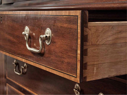 Henkel Harris Mahogany  Banded Inlay 4 Glass Door Breakfront Cabinet