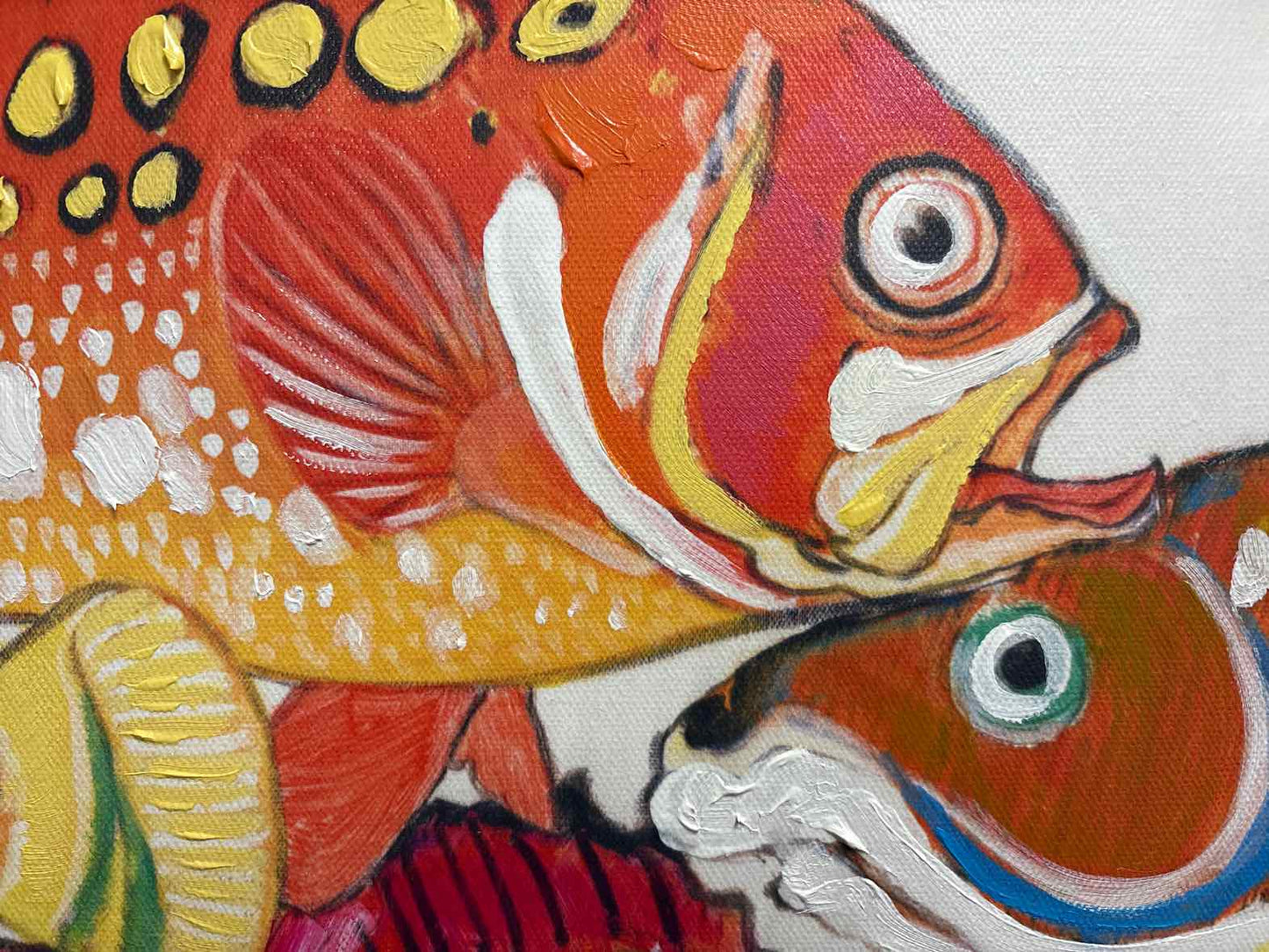 Set of Two Colorful Tropical Fish Paintings