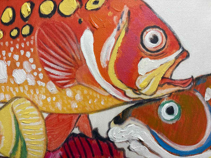 Set of Two Colorful Tropical Fish Paintings