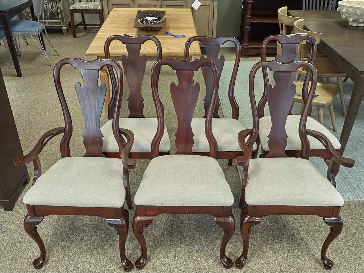 Set of 6 Cherry Queen Ann  Dining Chairs