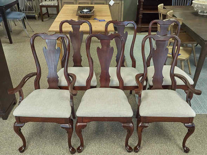 Set of 6 Cherry Queen Ann  Dining Chairs