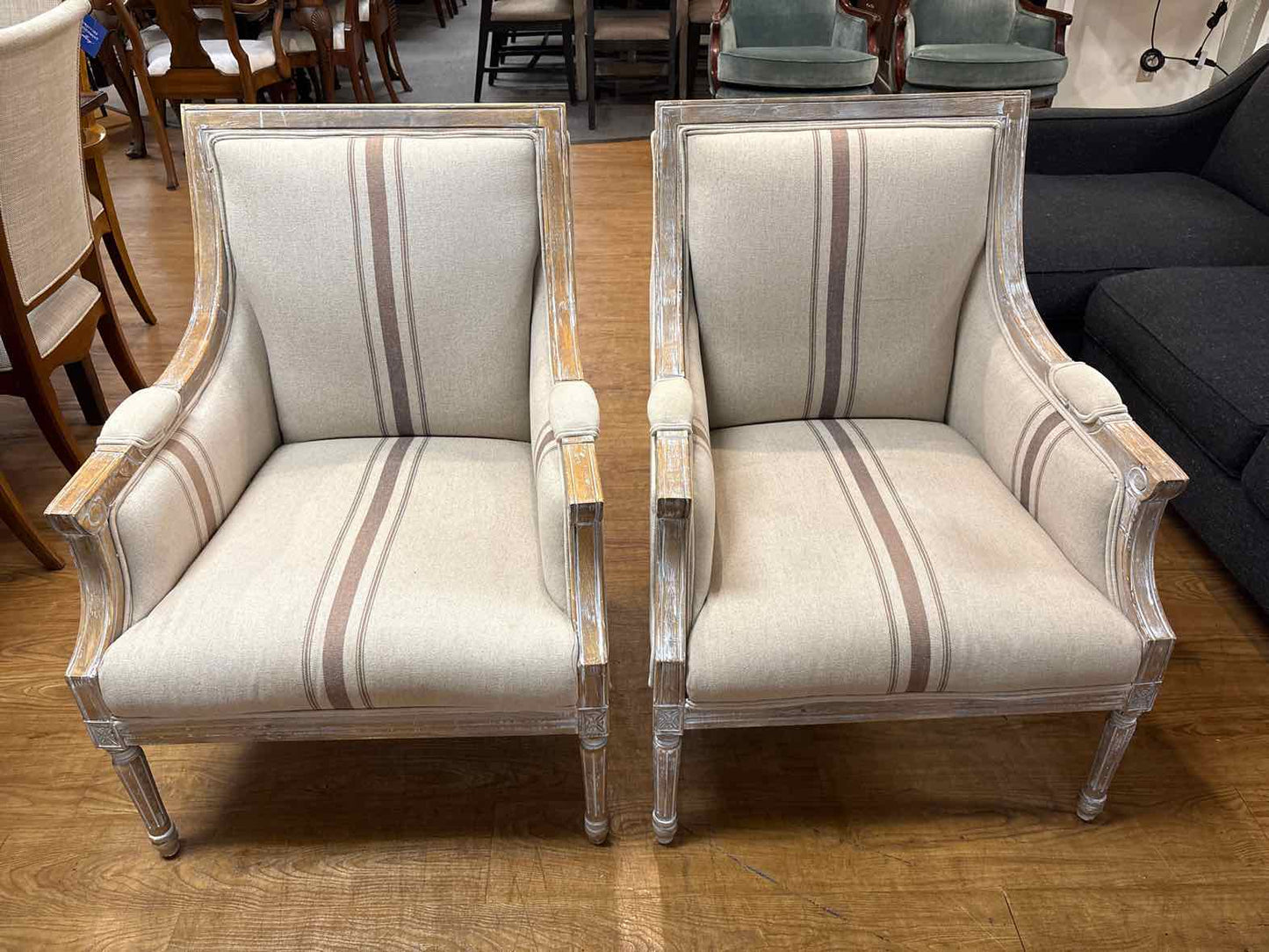 Pair of Jofran 'McKenna' Linen Arm Chairs
