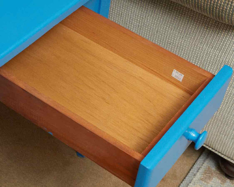 'Caribbean Blue' Finish 1 Drawer Shaker Style Legs  Side Table