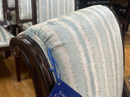 Set of 8 Teal and Ivory Drexel Dining Chairs