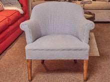 Blue & White Gingham Upholstered Arm Chair