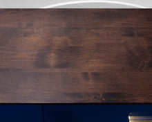 Espresso Wooden Dresser With 6 Navy Drawers