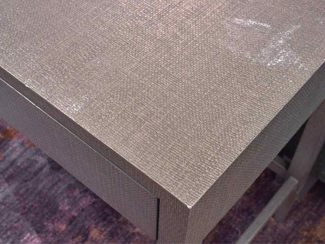 Grey Fabric Wrapped Desk with 2 Drawers
