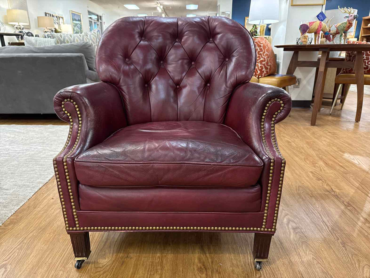 Hancock and Moore Tufted Burgundy Chair