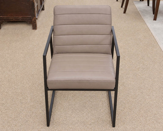 Pair of Crate & Barrel 'Channel Grey' Leather Armchairs