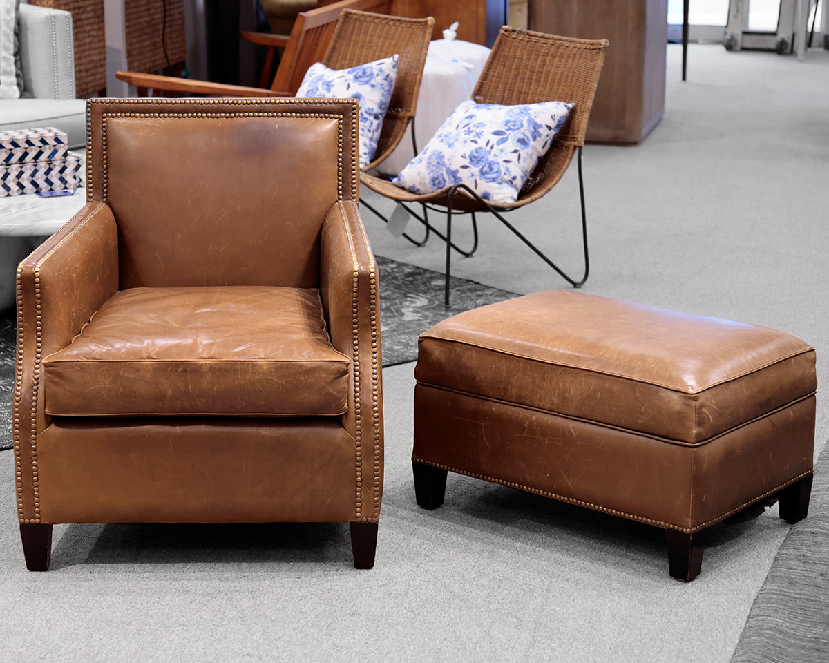Leather Chair and Ottoman