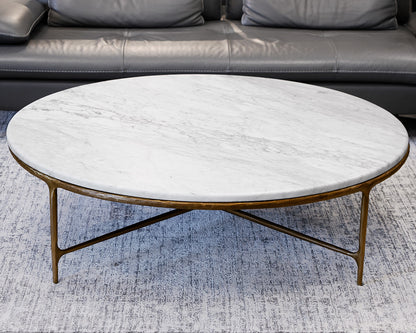Restoration Hardware Thaddeus Round Marble Cocktail Table