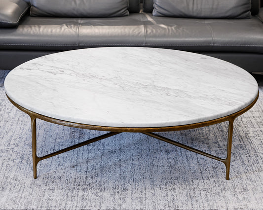 Restoration Hardware Thaddeus Round Marble Cocktail Table