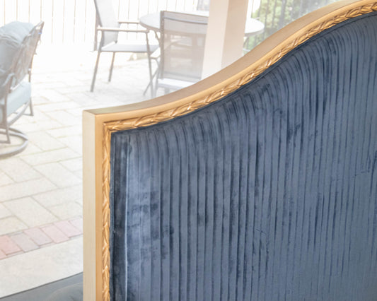 Caracole 'Composition's' Peacock Blue Velvet Upholstered Platform Queen Bed