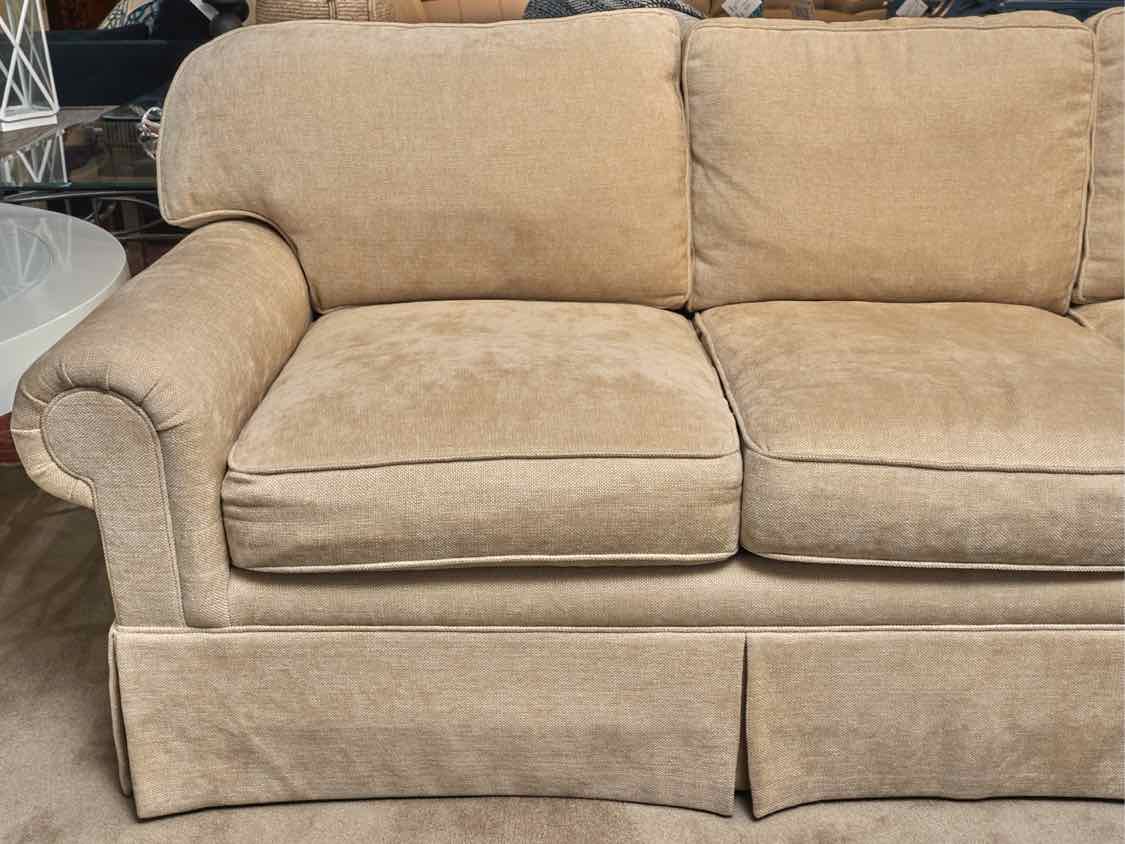 EJ Victor  Beige  Chenille Blend Upholstered 3 Cusion Sofa