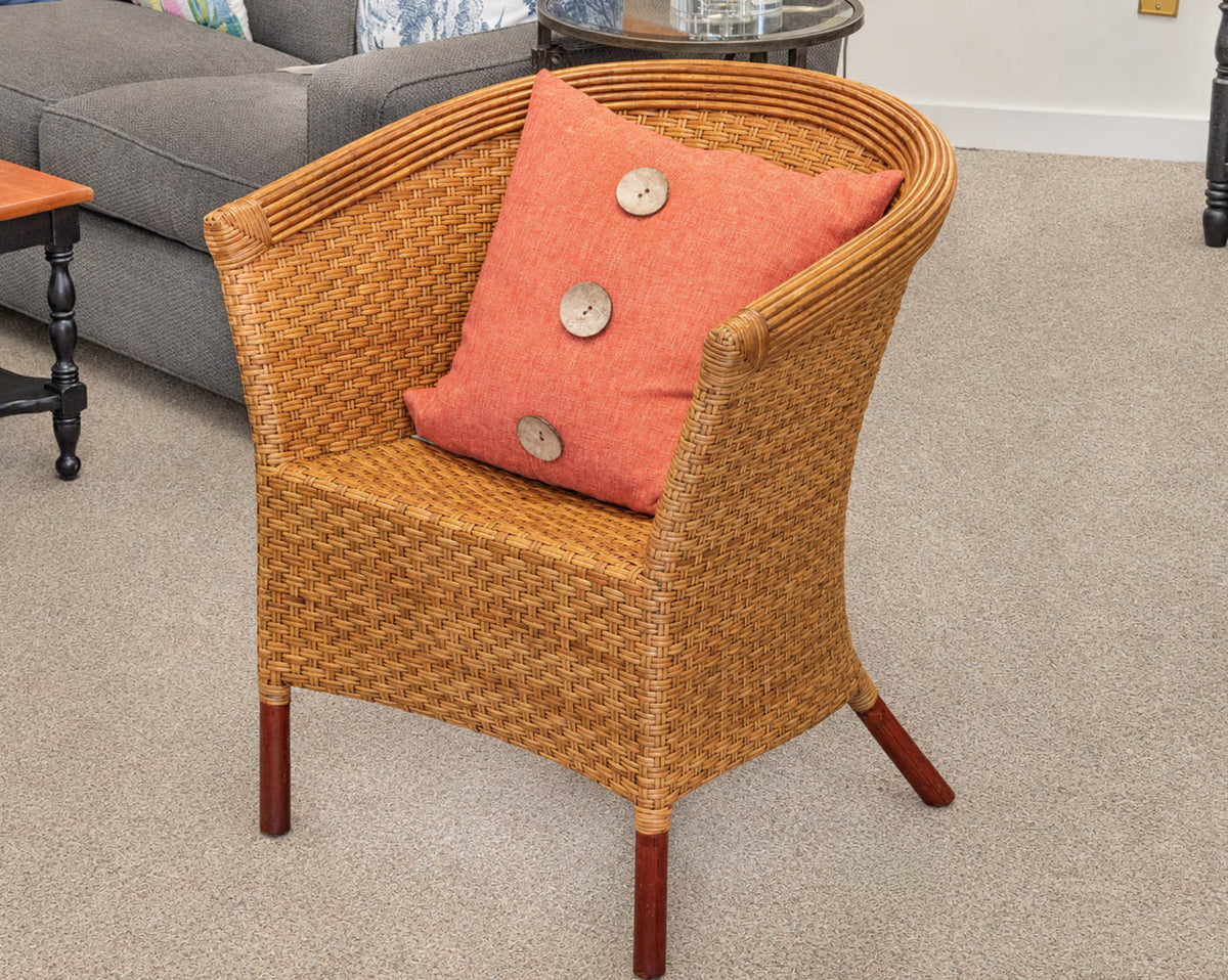 Palacek Bamboo Rattan Wicker Barrel Chair in Honey Finish