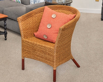 Palacek Bamboo Rattan Wicker Barrel Chair in Honey Finish
