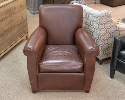 Pair Of  Baker " Coach Legacy" Glove Tanned Mahogany Leather Chairs & Ottoman