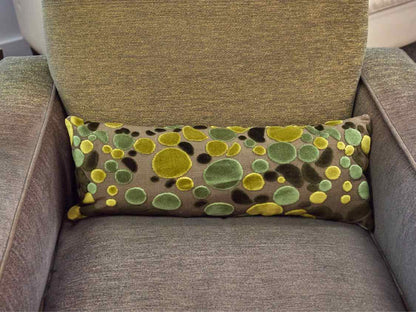 Chartreuse Green & Grey Upholstered Chair W/ Ottoman