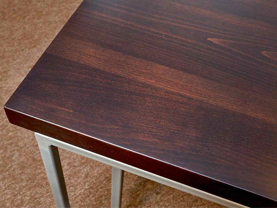 Walnut Finish Metal Frame Legs Dining Table