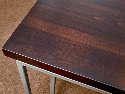 Walnut Finish Metal Frame Legs Dining Table