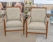 Pair of Ethan Allen Wood Trim Chairs  with Paisley Uphostery