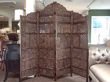 Hand Carved 4 Panel Floor Screen from India