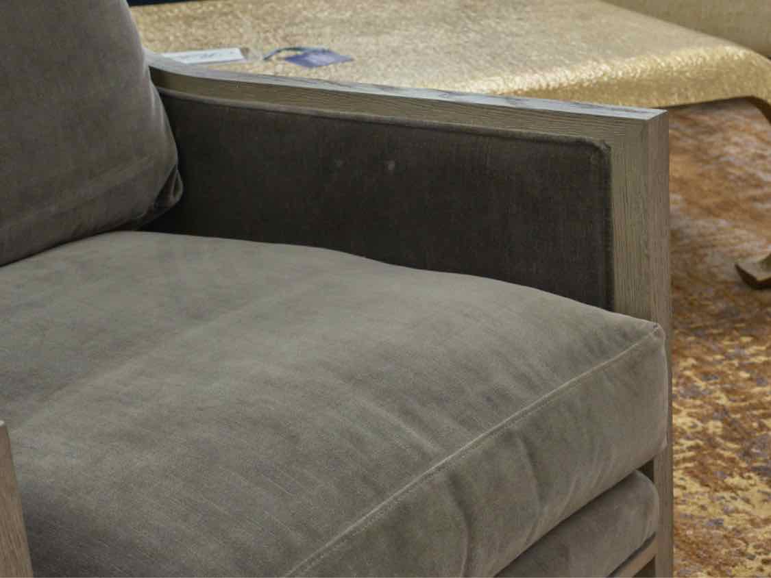 Pair of Restoration Hardware French Contemporary Luxe Track Arm Chairs
