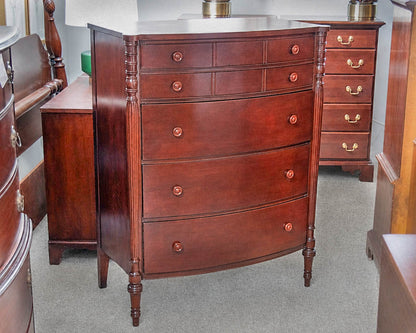 Mahogany 5 Drawer Chest with Fluted Column Sides
