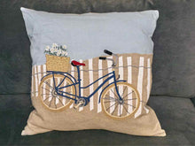 Beach Cruiser Bicycle Embroidered On Linen Accent Pillow