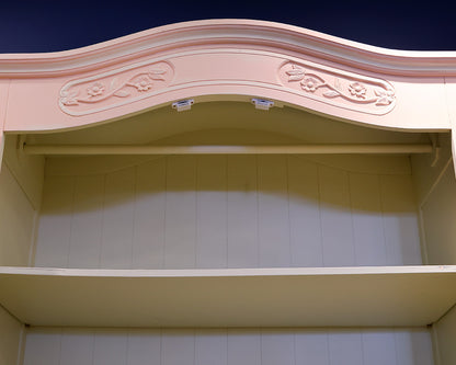 Hand Carved Pink Painted Armoire