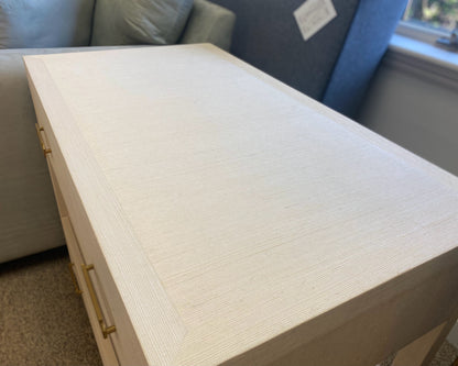 Pair of Mitchell Gold + Bob Williams Grasscloth Nightstands in White Finish