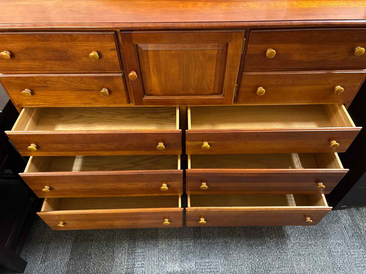 Cherry 10-Drawer Dresser and Mirror