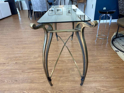 La Barge Brass and Glass Console