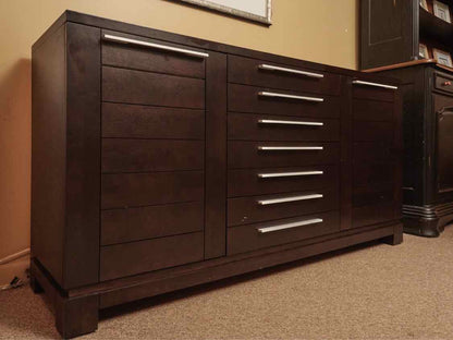 Espresso Finish Contemporary 4 Drawer & 2 Door  Sideboard