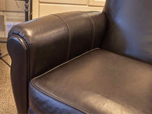 Ethan Allen Black Leather Chair with Sock Arm