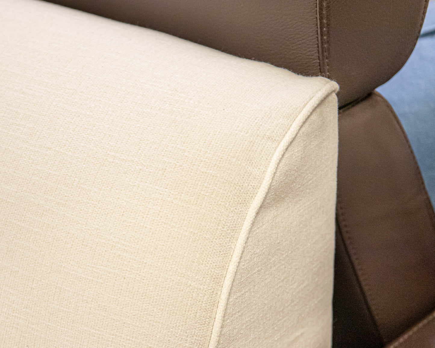 Basset White Upholstered Flat Back Track Arm Sofa On Espresso Wood Frame