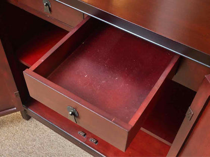Asian Red Finish 2 Door,2 Drawer,2 Shelf Accent Chest