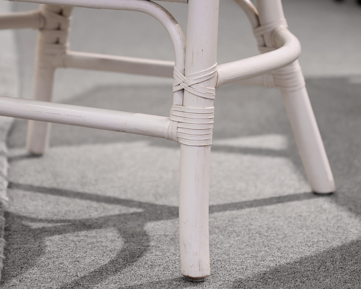 Pair of David Francis White Rattan Chairs