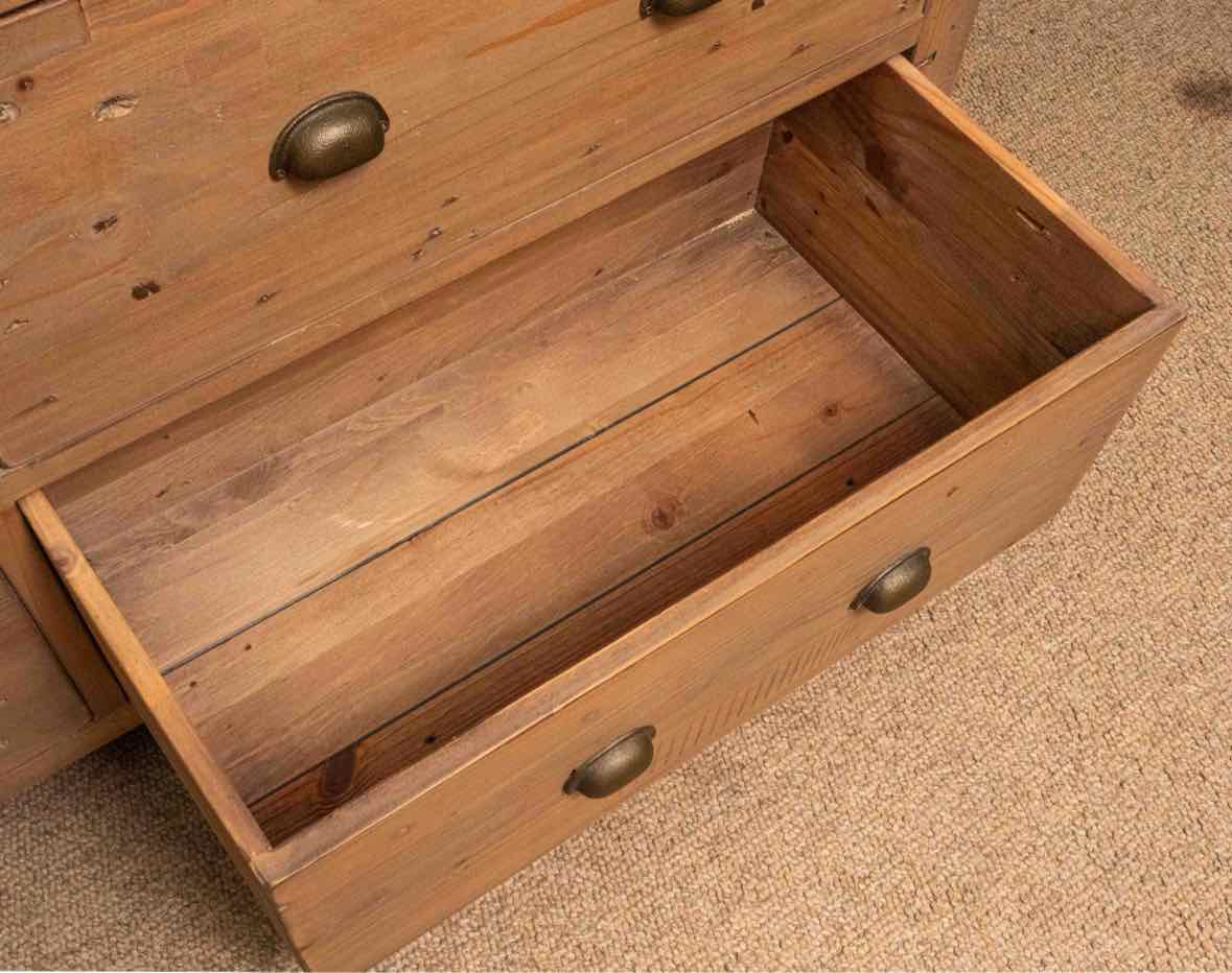 Four Hands Reclaimed Wood 7 Drawer Dresser in Sundried Wheat Finish with Mirror