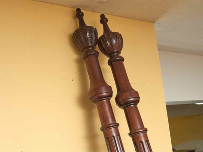 Baker Crotch Mahogany Exquisitely  Carved 4 Post Queen Bed