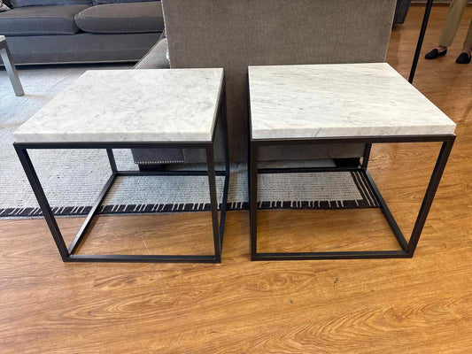 RH Pair of 'Nicholas' Marble Top Side Tables
