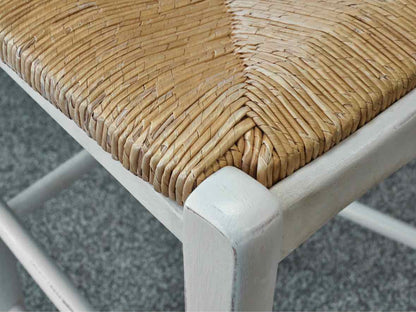 Set of 3 Ballard Designs Lemans Counter Stools in Cream with Rush Seats