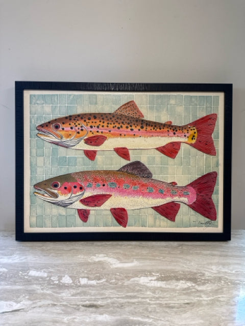 Framed Pair of Fish Painting