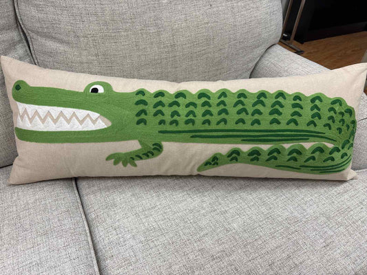 Rifle Paper Embroidered Alligator Accent Pillow