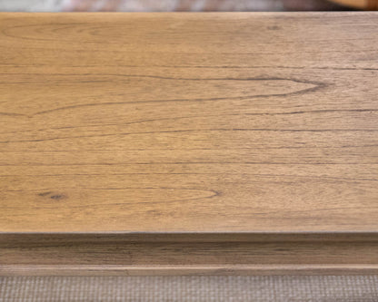 Arhaus Console with Open Shelves in Light Finish Oak and Rattan