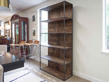 Industrial Metal & Wood Four Shelf Bookcase