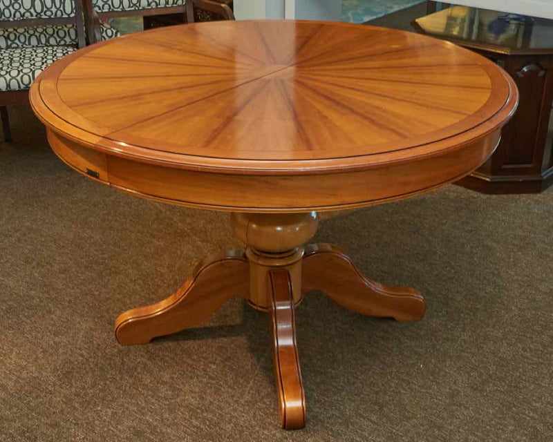 Grange French 'Sun Burst' Round Inlaid Cherry With 2 16"  Pedestal Dining Table