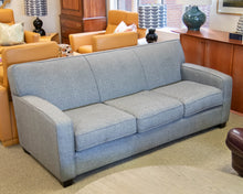 Tight Back 3 Cushion Textured Grey Upholstered Sofa W/ Track Arms